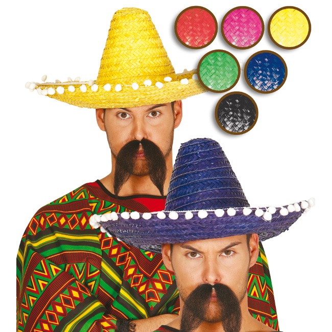 Cappello messicano con nappe in vari colori di 45 cm