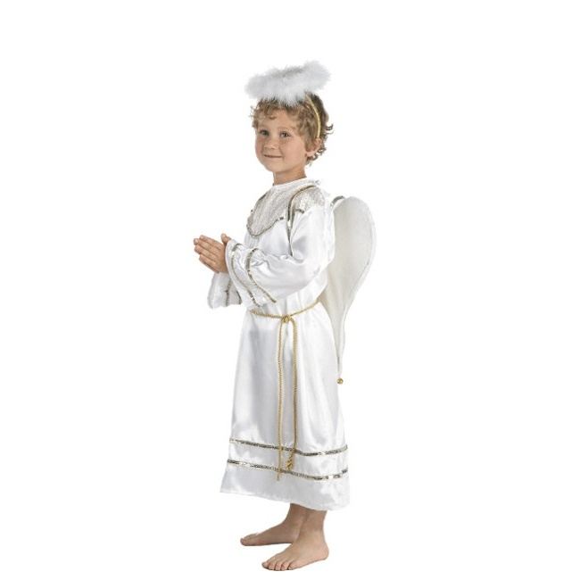 Costume angelo (vestito, aureola, cintura), 7-10 anni