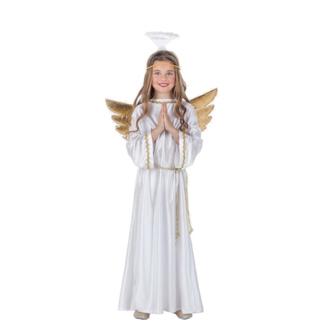Costume angelo con finte piume per bambina: Costumi bambini,e