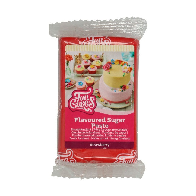 Pasta di zucchero rossa sapore fragola da 250 g - FunCakes per 4,25 €