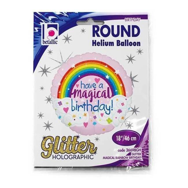 Palloncino Mylar Happy Birthday Multicolor con Glitter 46 cm