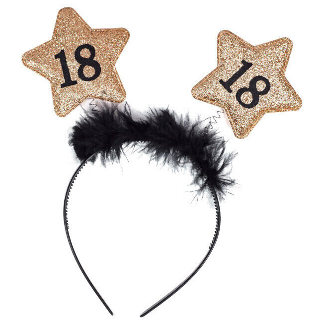 Cerchietto di compleanno con stella glitterata con numero 18 per 2