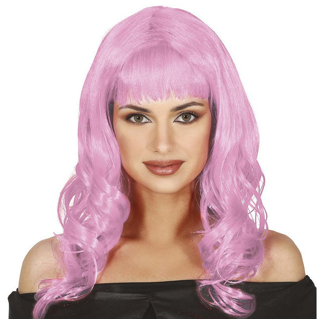 Parrucche corte da donna Parrucca ondulata pastello con frangia ad aria  Riccia Ondulata Lunghezza spalla pastello Cosplay parrucca per ragazze Uso  quotidiano Parrucche colorate (12, viola rosa)