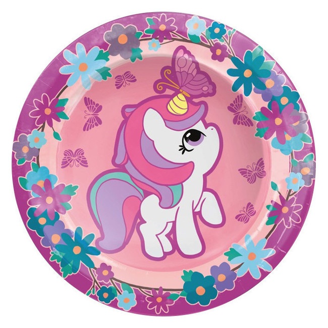 Piatti di carta 18cm Unicorno 8Pz