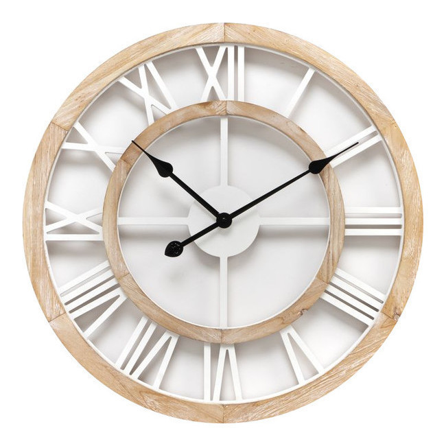 Orologio da parete in legno bianco o nero 60 cm - DCasa - 1 pezzo