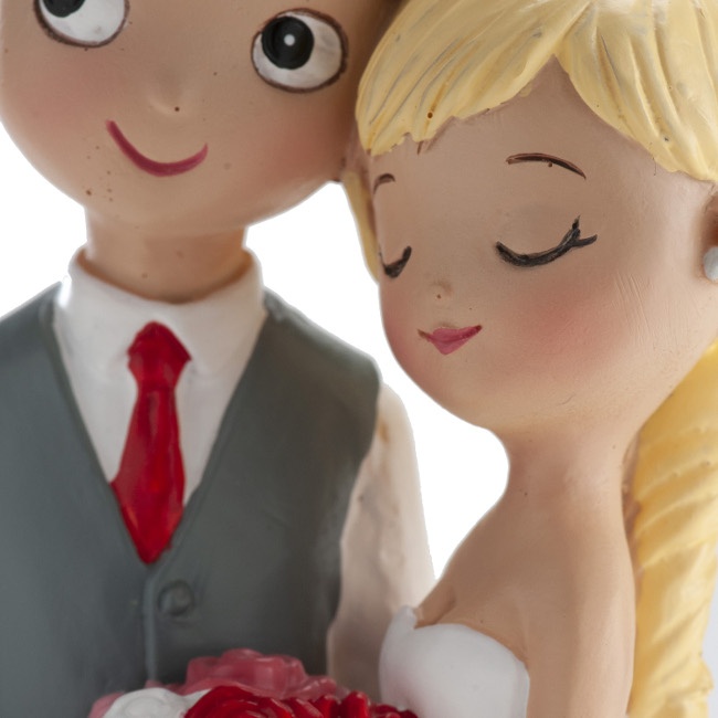 Statuina torta nuziale sposa e sposo con bouquet di fiori da 16 cm per  14,75 €