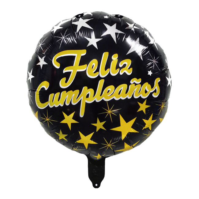 Palloncino Foil Tondo Happy Birthday Gold