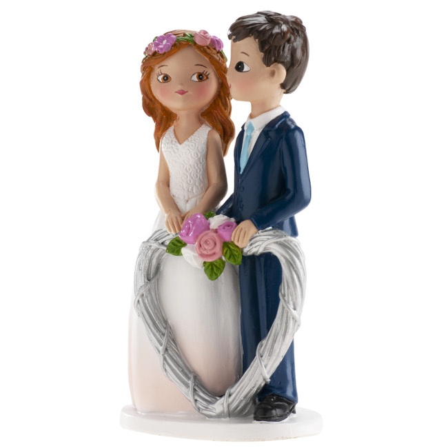 Statuina torta nuziale sposi con un cuore argento da 16 cm per 16,25 €