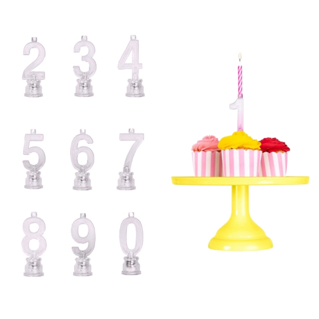 Numeri in plastica con supporto e candela decorativa per torta