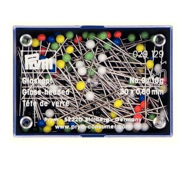 Spilli con testa in vetro colori assortiti 30 x 0,6 mm senza blister - Prym  - 10 gr per 4,95 €