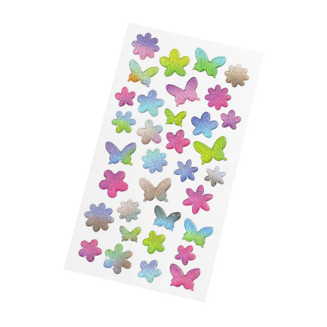 Etichette adesive 3D farfalle e fiori - 18 unità per 1,50 €