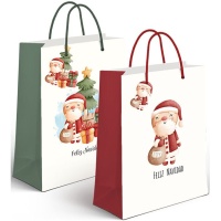 Sacchetto regalo vintage Babbo Natale 32 x 26 x 10 cm - 1 pz.