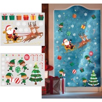 Decorazioni per finestre con Babbo Natale e renne - 2 fogli