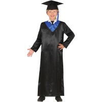 Costume da laureato nero e blu per bambini