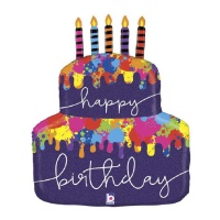 Palloncino Happy Birthday Cake con candele 76 cm - Grabo