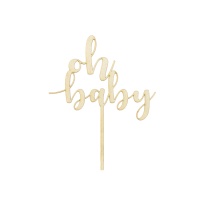 Cake topper in legno Oh baby - 1 pezzo