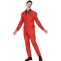 Costume da clown giullare rosso per uomo