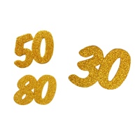 Numeri in gomma EVA con glitter oro - 6 unità