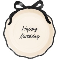 Paper plates Happy Birthday with bow, mix, 24 cm