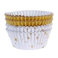 Capsule per cupcake stella bianca e oro - PME - 60 pz.