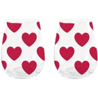 Bicchiere da 500 ml Cuori - 2 pezzi