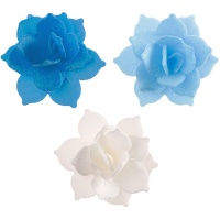 Cialde di ninfea mini blu e bianco di 4,5 cm - 8 pezzi