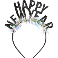 Fascia per capelli Happy New Year nera