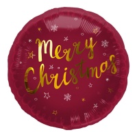 Palloncino tondo Merry Christmas marrone con stelle 45 cm - Folat