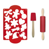 Kit multi cutter, mattarello e spatola natalizi - Scrapcooking - 3 pz.