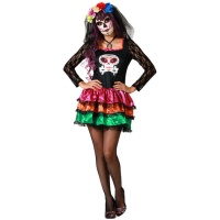 Costume da scheletro Catrina con volant per donna