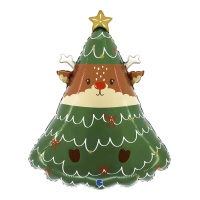 Mappamondo con renna e albero di Natale 59 x 47 cm - Grabo