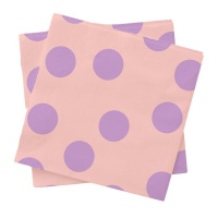 Tovaglioli lilla a pois 16,5 cm - 20 pz.