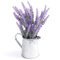 Pianta di lavanda artificiale con fioriera in metallo 15 x 9 x 24 cm