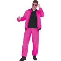 Costume da atleta anni '80 rosa neon per uomo