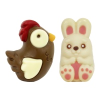 Figure di cioccolato al latte assortite di coniglietto o gallina di Pasqua da 55 gr - Dekora - 1 unità