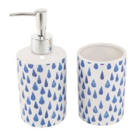 Set da bagno con gocce blu - 2 pezzi