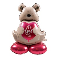 Palloncino orso I Love You con base 66 cm