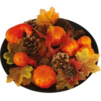 Foglie decorative con zucca e pigne