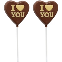 Lecca-lecca al cioccolato con cuore I love you 25 gr - 1 pezzo