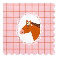 Tovaglioli Vintage Horse 16,5 x 16,5 cm - 12 pezzi.