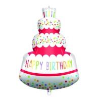 Palloncino XL Happy Birthday Rainbow Cake Silhouette 95 cm - Procos