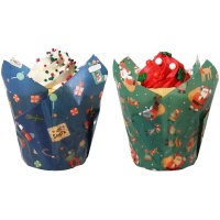 Pirottini per muffin con tulipani di carta Father Christmas - PME - 24 pz.