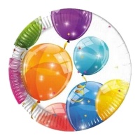 Piatti con palloncini glitterati 20 cm - 8 pz.