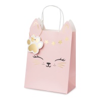 Borsa regalo gatto rosa 27,5 x 18 x 10,5 cm