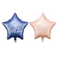 Palloncino Happy Birthaday iridescente a forma di stella 40 cm - Partydeco