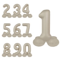 Pallone numerico opaco crema con base 41 cm - 1 pz.