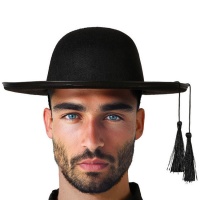 Cappello da prete nero con nappe