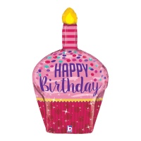 Palloncini Cupcake Happy Birthday Sparkle 89 cm - Grabo