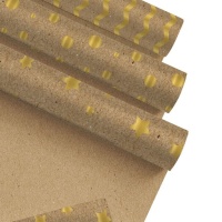 Carta da regalo natalizia Kraft oro 2,00 x 0,70 m - 1 pz.