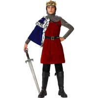 Costume da re medievale con mantello blu per bambini